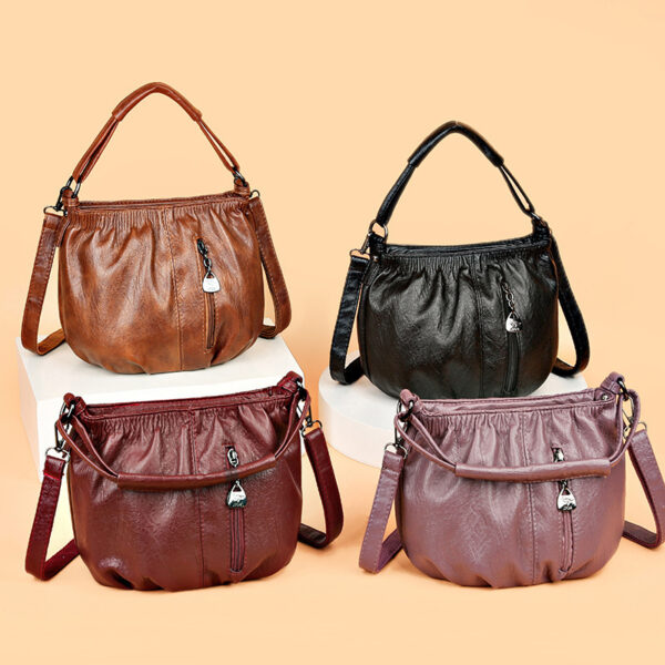 Retro Pleated Design Bucket Bag Fashion All-match Shoulder Messenger Bags For Women Handbag - Image 8