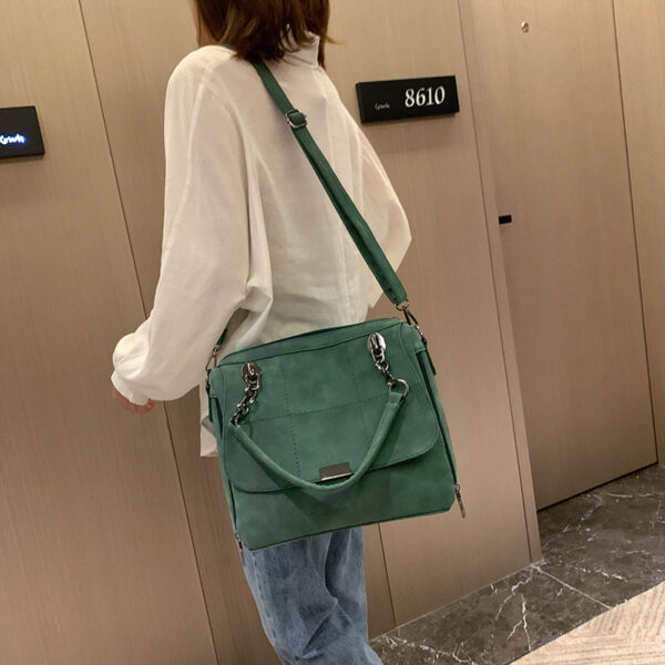 Matte Women  Scrub Female Shoulder Bags Large Capacity Matcha Green PU Leather Lady Totes Boston Bag for Travel Hand Bags - Image 3