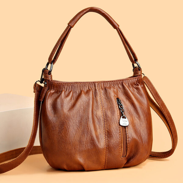 Retro Pleated Design Bucket Bag Fashion All-match Shoulder Messenger Bags For Women Handbag - Image 6