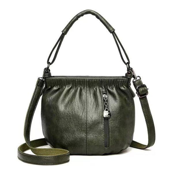 Retro Pleated Design Bucket Bag Fashion All-match Shoulder Messenger Bags For Women Handbag - Image 3